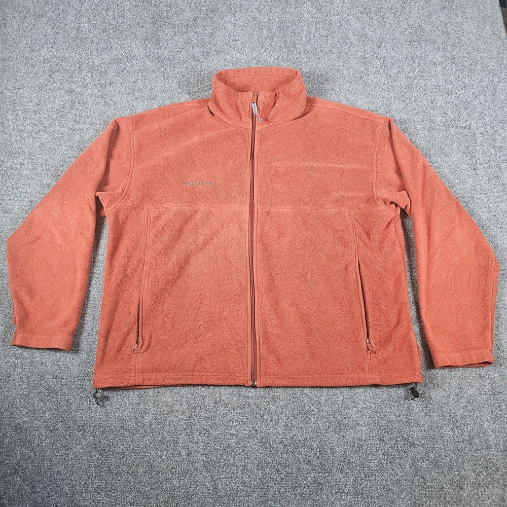 Columbia Steens Fleece Jacket Men's XXL Orange Good Full Zip WM6113 Mock Neck